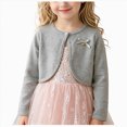 thumbnail image 3 of KPOPLK Girls' Cardigan with Button Loose Long Sleeve Shrug Sweaters Cropped Uniforms Kids Knit Sweater Clothes Outerwear Grey Size 7-8 Years, 3 of 8