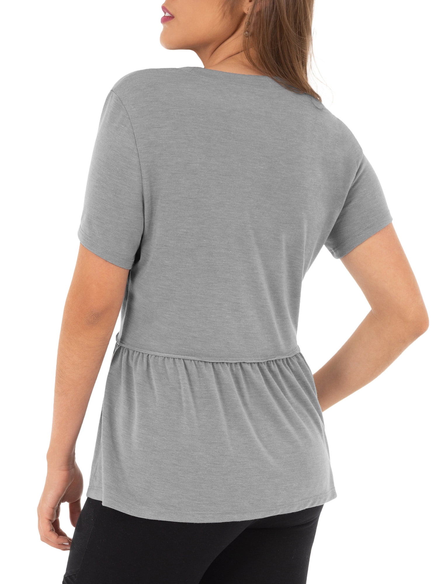 Wright's Womens Short Sleeve Peplum Waist Top