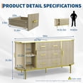 thumbnail image 2 of Fluted Sideboard Buffet Cabinet, Kitchen 59in Large Credenza Storage Cabinet Media TV Console Table with 6 Drawers and 2 Sliding Doors for Living Room Entryway, Oak, 2 of 6
