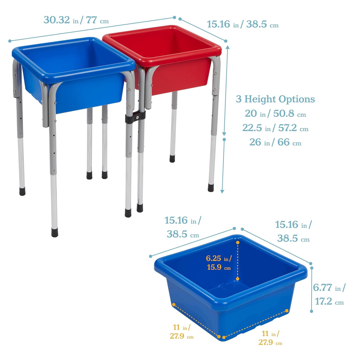 Neatifyes 2-Station Sand and Water Adjustable Play Table, Sensory Bins, Blue/Red