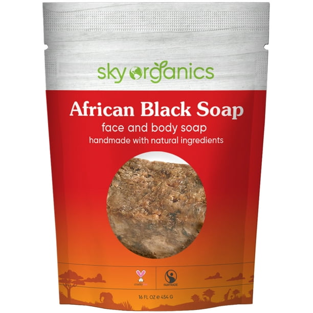 African Black Soap Bar by Sky Organics (16oz) Raw Black Soap Face