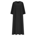 thumbnail image 4 of GaThRRgYP Stylish Sheath Summer Short Sleeve Dress,Ladies' Casual V-neck Three-quarter Sleeve Cotton and Linen Pocket Dress Black S, 4 of 9