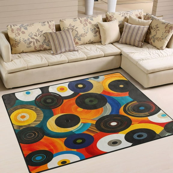 Ryvnso Modern Circles Area Floor Rugs Soft Non-Slip Large Mats Nursery Carpets 63" x 48"