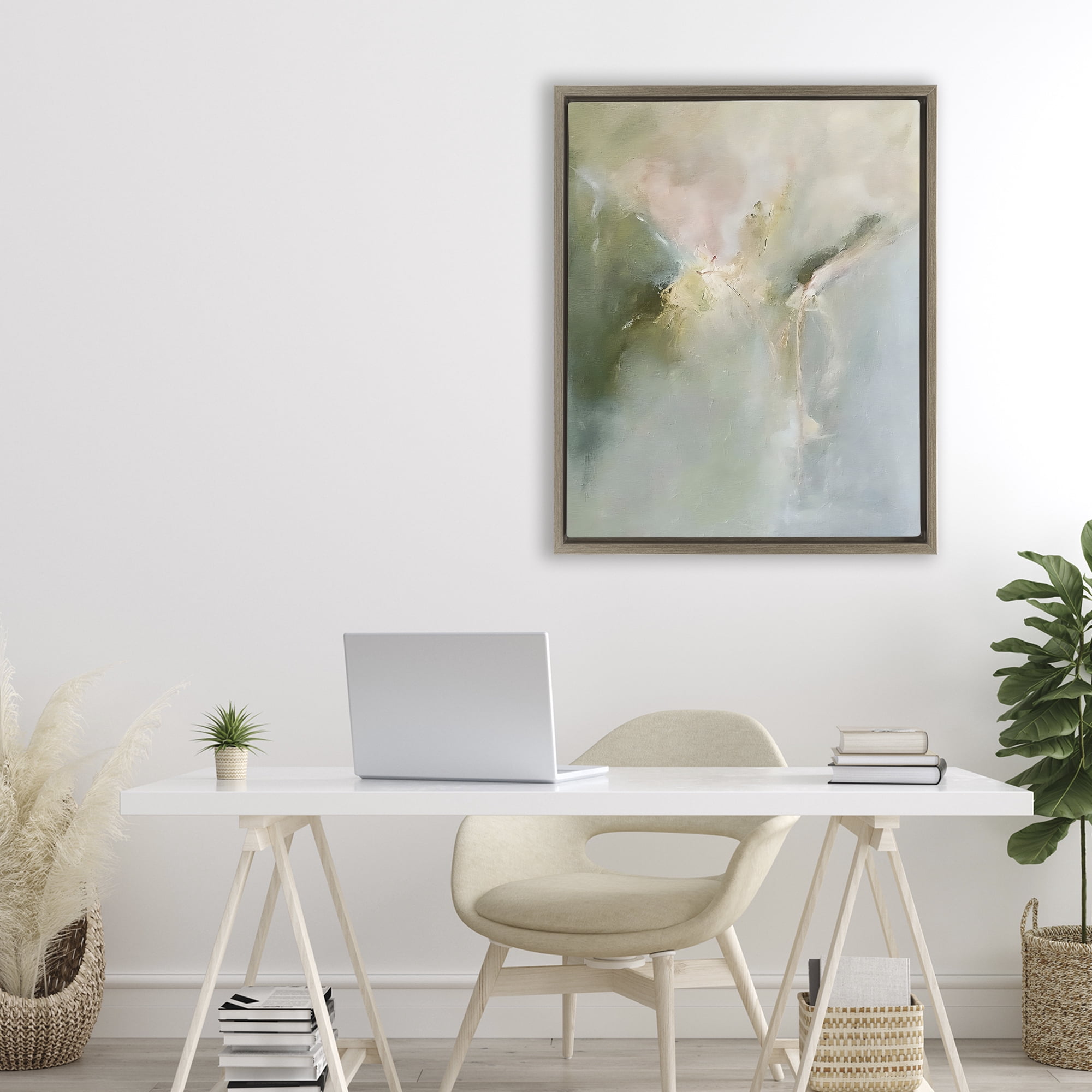 Stupell Industries Ethereal Brushwork Harmony Brown Framed Floater Canvas Wall Art, design by Riley B