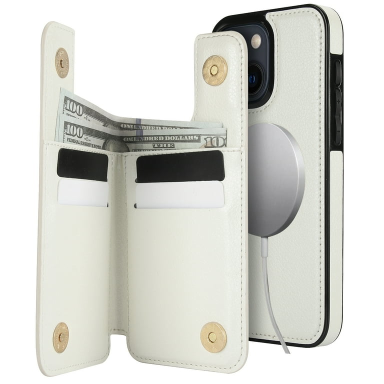 Double Magnetic Clasp Case for iPhone 14 Plus, Lychee Grain Design Leather Detachable 2-In-1 Wallet Case, Support Wireless Charging Kickstand Card Credit Holder RFID Blocking Cover,White - Walmart.com Double Magnetic Clasp Case for iPhone 14 Plus, Lychee Grain Design Leather Detachable 2-In-1 Wallet Case, Support Wireless Charging Kickstand Card Credit Holder RFID Blocking Cover,White - Walmart.com