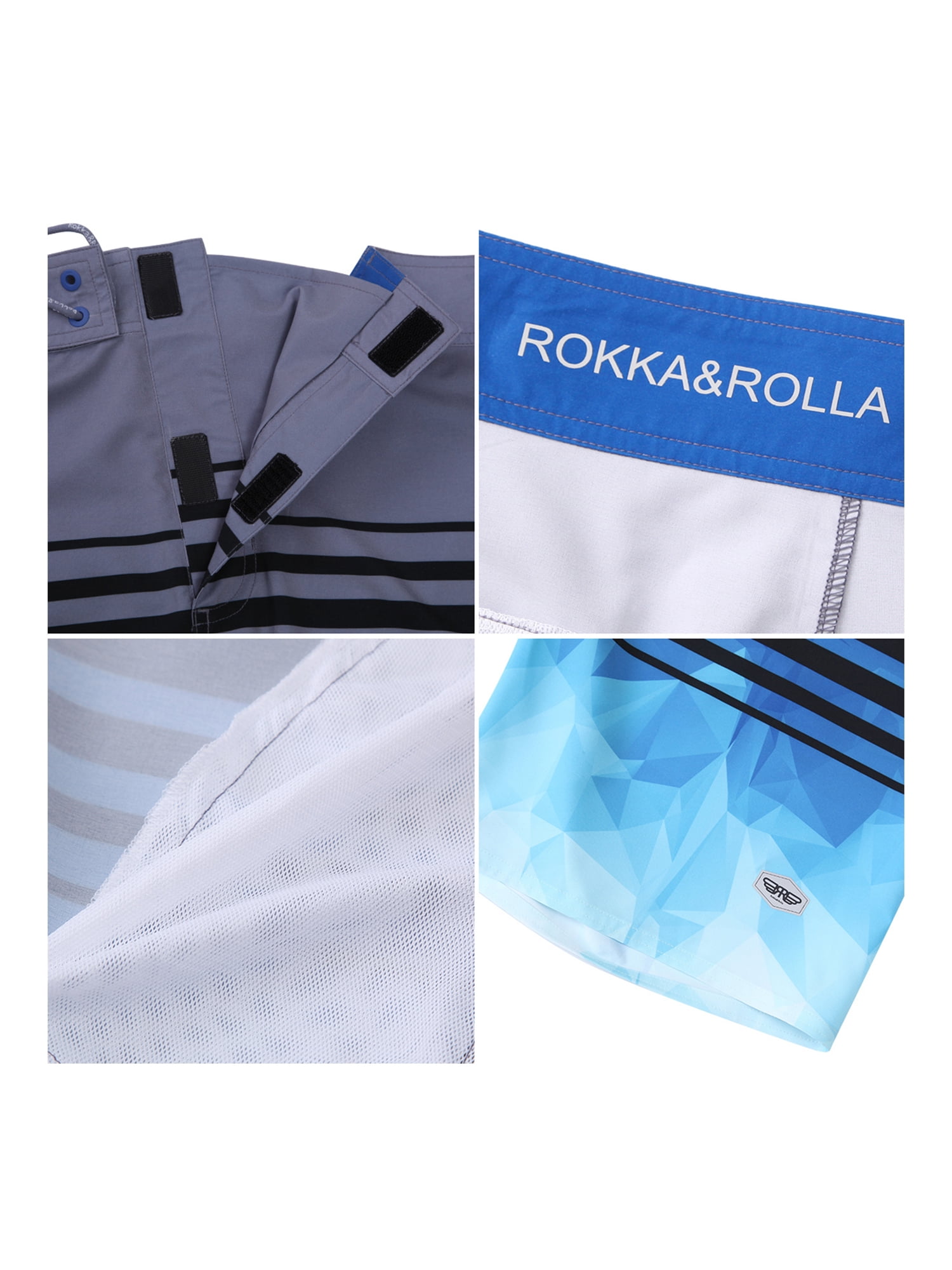 Rokka&Rolla Men's 9" NO Mesh Liner Board Shorts Quick Dry Swim Trunks, up to Size 2XL