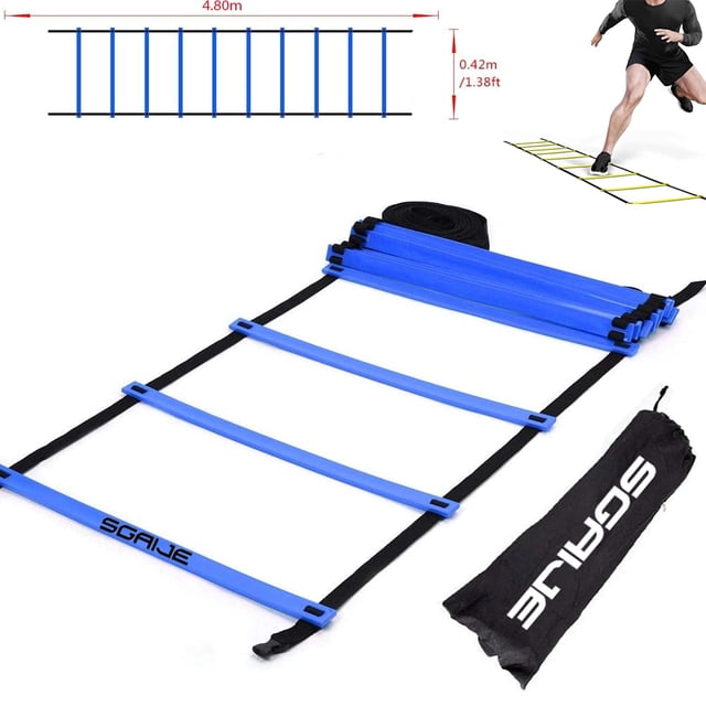 ESCALERA PLIOMETRICA DE ENTRENAMIENTO PROFESIONAL 10 PELDAÑOS AZUL Sgaije Sport Para entrenamiento profesional, 5 metros de largo, 10 peldaños