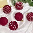 thumbnail image 2 of AuroraX Velvet Christmas Decoration Set Hanging Bohemian 12 Pcs Red Ball Ornaments Decorative Iridescent 3.1" Flocked for Birthday,Christma Tree,Xmas Decor, 2 of 3