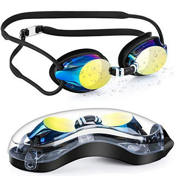 Portzon Swim Goggles, Silicone Nose Bridge, Clear Vision, UV Protection, Anti-Fog, Swimming Goggles for Adult Men Women Youth Kids Child, No Leaking