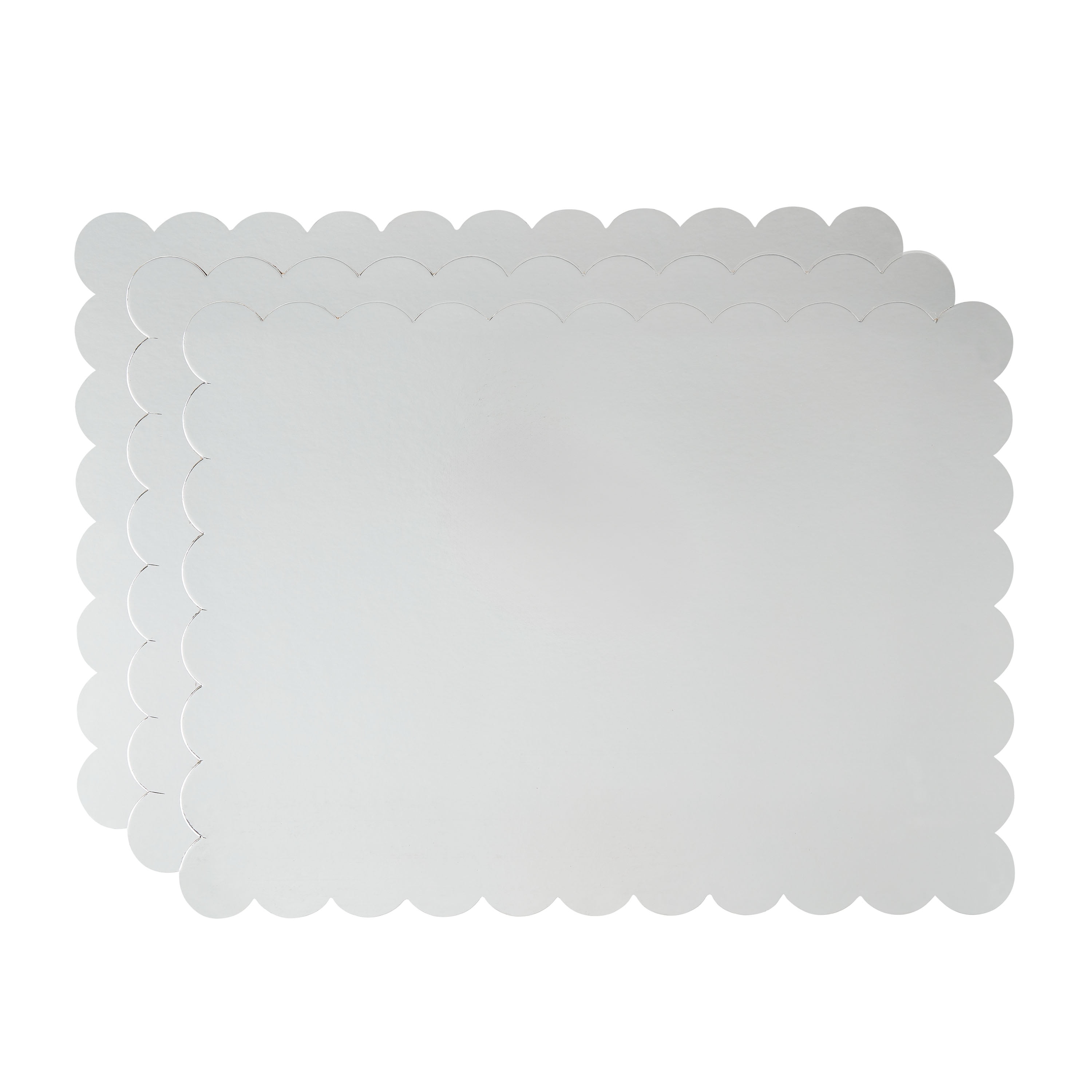 14" x 19" Silver Scallop Paper Cake Boards, 3 Count, by Way To Celebrate