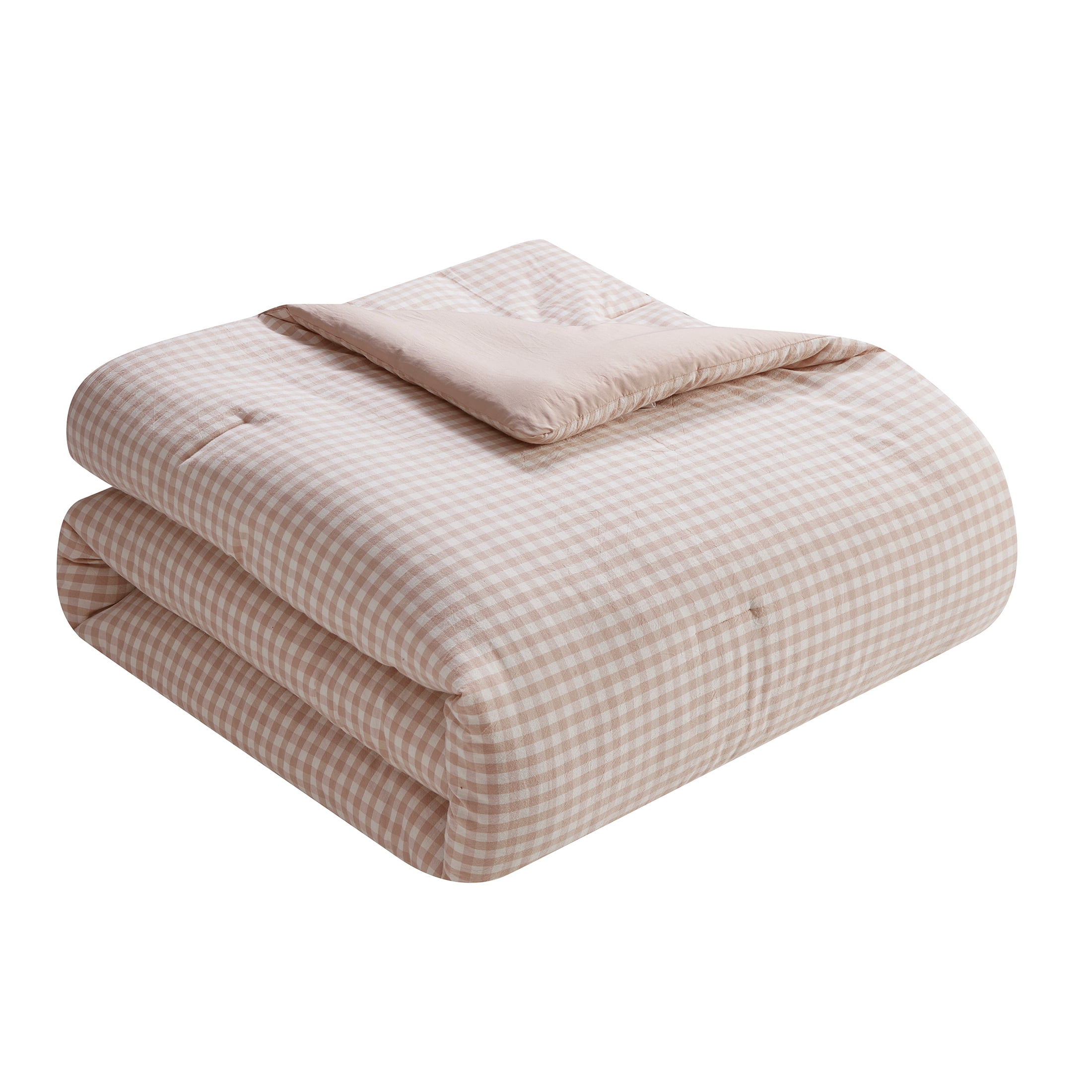 My Texas House Collins 2-Piece Taupe Gingham Cotton Comforter Set, Twin/Twin XL