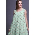 thumbnail image 5 of Bimba Pastel Mint12 Floral Clover Leaves Mid Calf Nightwear Ladies Cotton Printed Sleeveless Night Gown Maxi Dress Small, 5 of 6