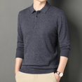 thumbnail image 4 of Suéter de punto de lana pura de nueva moda para hombres | Camisa polo con solapa Suéter de golf clásico de color sólido, 4 of 5