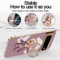 thumbnail image 4 of ELEHOLD Cute Case for Google Pixel 7 Pro Ultra Slim Three-Dimensional Astronaut Hidden Kickstand Finger Ring Gold Plating Shockproof Case, Purple, 4 of 7
