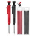 thumbnail image 2 of 2 Pack Carpenter Pencils Mechanical Pencils with 12 Refills, Construction Pencils with Built-in Sharpener, Long Nib Deep Hole Pencil Marker, Heavy Duty Woodworking Pencils for Architect (2 Colors), 2 of 8