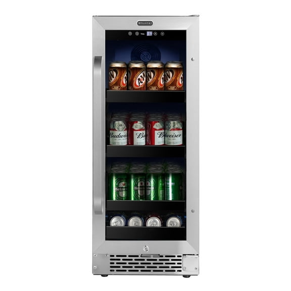 Whynter BBR-838SB 15 Inch Built-In 80-Can Beverage Refrigerator, Reversible Glass Door, Lock, Carbon Filter