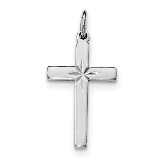 Sterling Silver Rhodium-Plated Cross Pendant Made In Thailand qc8146