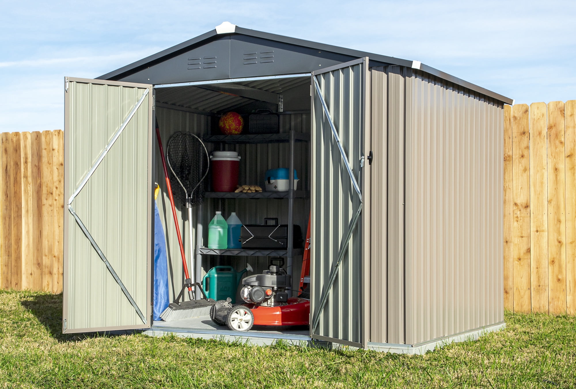 COVER-IT Metal Outdoor Lockable Storage Shed for Backyard Storage, 8' x 6'