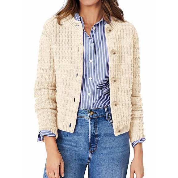 Women'S Knit Cardigan Sweaters Casual Long Sleeve Open Front Button Down Trendy Jackets Outerwear S