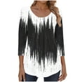 thumbnail image 2 of JTZGDY Flowy Tunic Shirts for Women Dressy Casual Floral/Tie Dye Gradient/Color Block Print Ruched Pleated 3/4 Sleeve Crew Neck Pullover Tops Trendy Cozy Blouses Black#02 S, 2 of 7