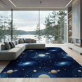 thumbnail image 2 of ODIKA 8'x10' Washable Area Rug Galaxy Starry Planets Motif Planetary Stars Themed Large Nebula Refined for Dining Room, Office, Lounge, Non-Slip Chair-Friendly Mat, 2 of 7