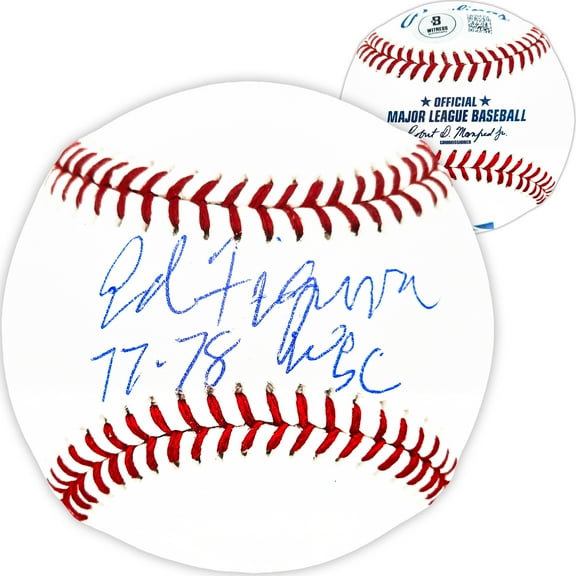 Ed Figueroa Autographed Official MLB Baseball New York Yankees "77 & 78 WSC" Beckett BAS Witness 224689