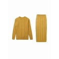 thumbnail image 3 of Women'S Winter Chunky Cable Knit Long Skirt 2 Piece Outfit Sweater Sets Yellow M, 3 of 10