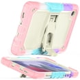 thumbnail image 3 of ELEHOLD for Samsung Tab A7 10.4 inch 2020 SM-T500 Ragged Case, Soft Silicone Hard PC Shoulder Strap Built-Kickstand Anti-Drop Shockproof Heavy Duty Protective Cover Case,Colorful Pink, 3 of 10