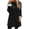 thumbnail image 3 of qolati Fleece Hoodies for Women Sherpa Lined Fall Winter Warm Hooded Sweater Oversized Tunic Pullover Tops with Pockets Black M, 3 of 5