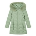 thumbnail image 6 of Cnbwig Parkas for Womens Fashion Shirts Mid Length Winter with Detachable Hood Waist Drawstring Warm Thickened Padded Coat Solid Color Ladies Winter Parkas Green XL, 6 of 6