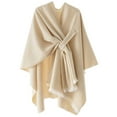 thumbnail image 2 of Tao Tao Women's Shawl Wrap Poncho Ruana Cape Cardigan Sweater Open Front for Fall Winter Spring Beige Free Size, 2 of 3