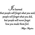 thumbnail image 3 of VWAQ I've Learned That People Will Forget What You've Said Maya Angelou Vinyl Wall Art Quote Decal (34"H x 48"W Black), 3 of 3