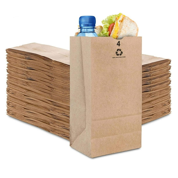 250 Pc Kraft Brown Paper Sandwich Bags, 9.75" x 5" Lunch Bags Walmart