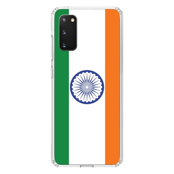 DistinctInk Clear Shockproof Hybrid Case for Galaxy S20 ULTRA / 5G (6.9" Screen) - TPU Bumper, Acrylic Back, Tempered Glass Screen Protector - India Flag Indian - India