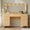 Nature Wood, variant on Oxirth Retro Walnut Vanity Set with Wide LED Lighted Mirror – 5-Drawer Dresser Vanity Table, USB Charging Ports, Modern Farmhouse Style, Easy Assembly, 54.3” Height, Perfect for Bedroom