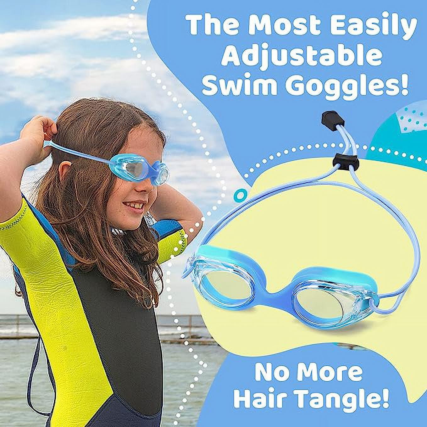 Swimming Goggles With Bungee Strap Non Leakage Anti Fog Toddler Pool Goggles Children 6 14 Years Old Quick Adjustment Goggles 3PC Pink Walmart