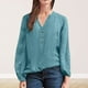 thumbnail image 3 of Blusa de manga larga retro informal con botones de tubo abierto y cuello en V para mujer Fridja czfsfas3802, 3 of 5