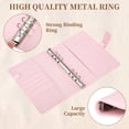 thumbnail image 4 of Uxcell A5 Binder 6 Ring, Refillable Loose Leaf Notebook Binder Cover PU Leather Budget Planner Protector Cover with Pen Slot Magnetic Buckle for Travel Journal Photocard Collection, Pink, 4 of 6