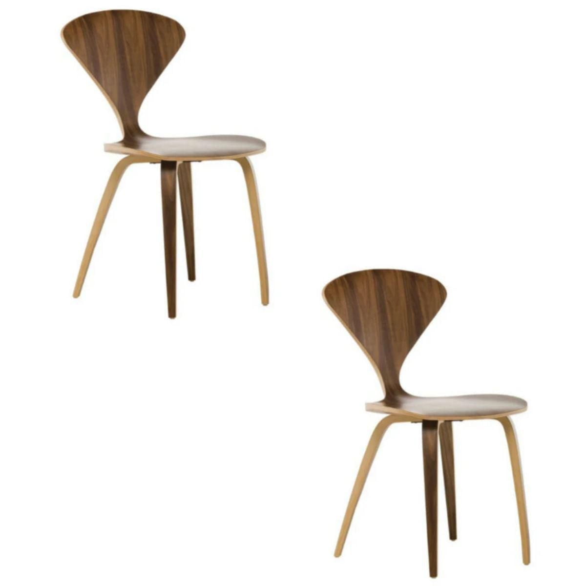 Lot de 2 chaises de salle à manger en bois de style Sarine – Construction en bois de noyer, design robuste et intemporel pour salle à manger ou cuisine