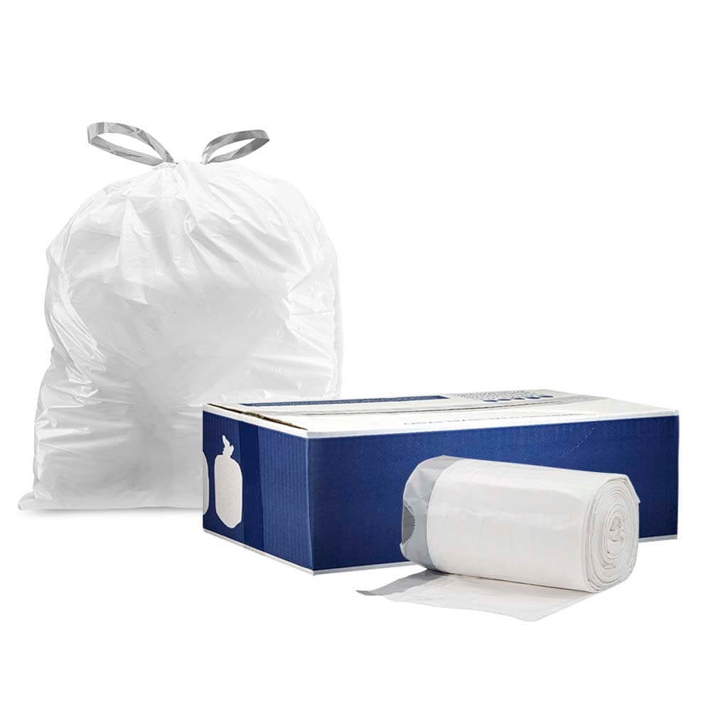  Plasticplace Custom Fit Trash Bags simplehuman (x) Code Q  Compatible (200 Count) White Drawstring Garbage Liners 13-17 Gallon :  Health & Household