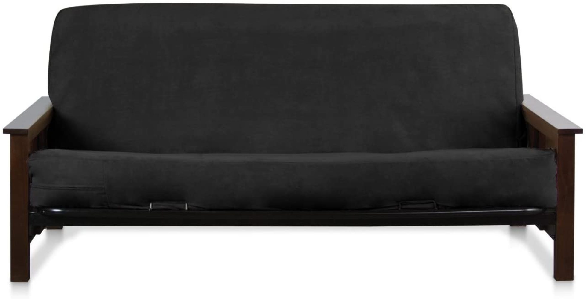 MilcTabe Black Full Size Zipper Quality Bonded Micro Suede Futon