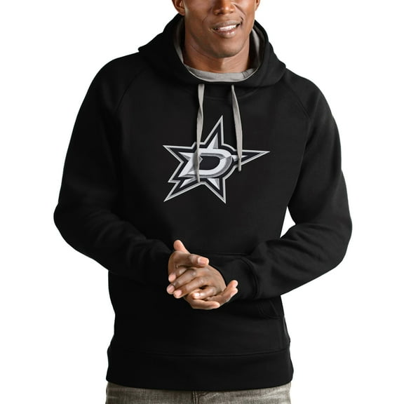 Men's Antigua Black Dallas Stars Logo Victory Pullover Hoodie