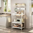 thumbnail image 2 of Kitchen Bakers Rack with Power Outlet, Coffee Bar Table 4 Tiers, Kitchen Microwave Stand with 6 S-shaped Hooks, Kitchen Storage Shelf Rack for Spices, Pots and Pans -, 2 of 17