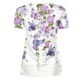 thumbnail image 4 of Tunic Tops for Women Loose Fit Spring Summer Fall Henley V Neck Shirt Short Bell Sleeve Bohemian Floral Print T-Shirt Blouse Trendy Dressy Elegant Blouses, 4 of 5