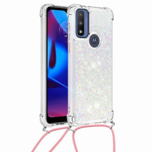 Funda FOXDOCK para Motorola Moto G Pure con Cuerda Ajustable, Brillo Líquido, Protección Antigolpes y Lente – Ideal para Regalo