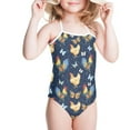 thumbnail image 2 of SEANATIVE Lace Up Swimsuit One Piece Size 7-8 Y Breathable Gymnastics Leotards Dancewear Butterfly Chicken Beach Hawaii Swimsuit Girls Blue, 2 of 5