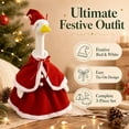 thumbnail image 2 of Cififendec Christmas 23" Porch Goose Costume Set, Red Plush Santa Cape Skirt with Antler Hat Costume for Courtyard Goose Statue Dressing, 2 of 6