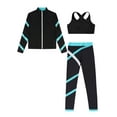 thumbnail image 3 of ranrann Kids Girls 3Pcs Activewear Set Athletic Tracksuit Gymnastic Yoga Workout Active Set Running Blue Green 12, 3 of 5