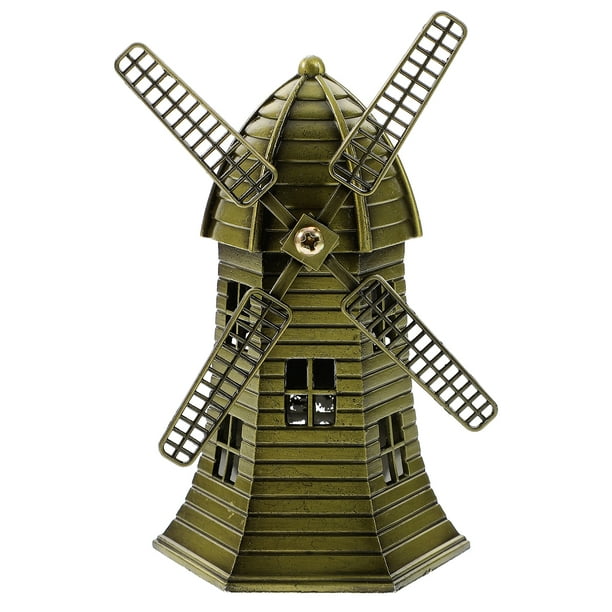 Metal Windmill Decoración para el hogar de la estantería de la estantería de la estantería estatua del molino del viento