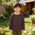 thumbnail image 4 of Ynynloco Kids Boys Long Sleeve Crewneck T-Shirts Tee Tops Fall Fashion Shirt Tops 5-14 Years, 4 of 8